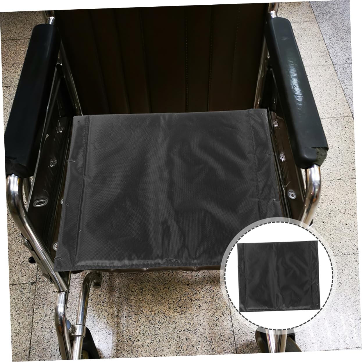 ABOOFAN 2 Cojines para Silla de Ruedas en Tela Oxford Negra, Transpirables y Resistentes, Accesorios Prácticos y Elegantes para Reemplazo de Asiento