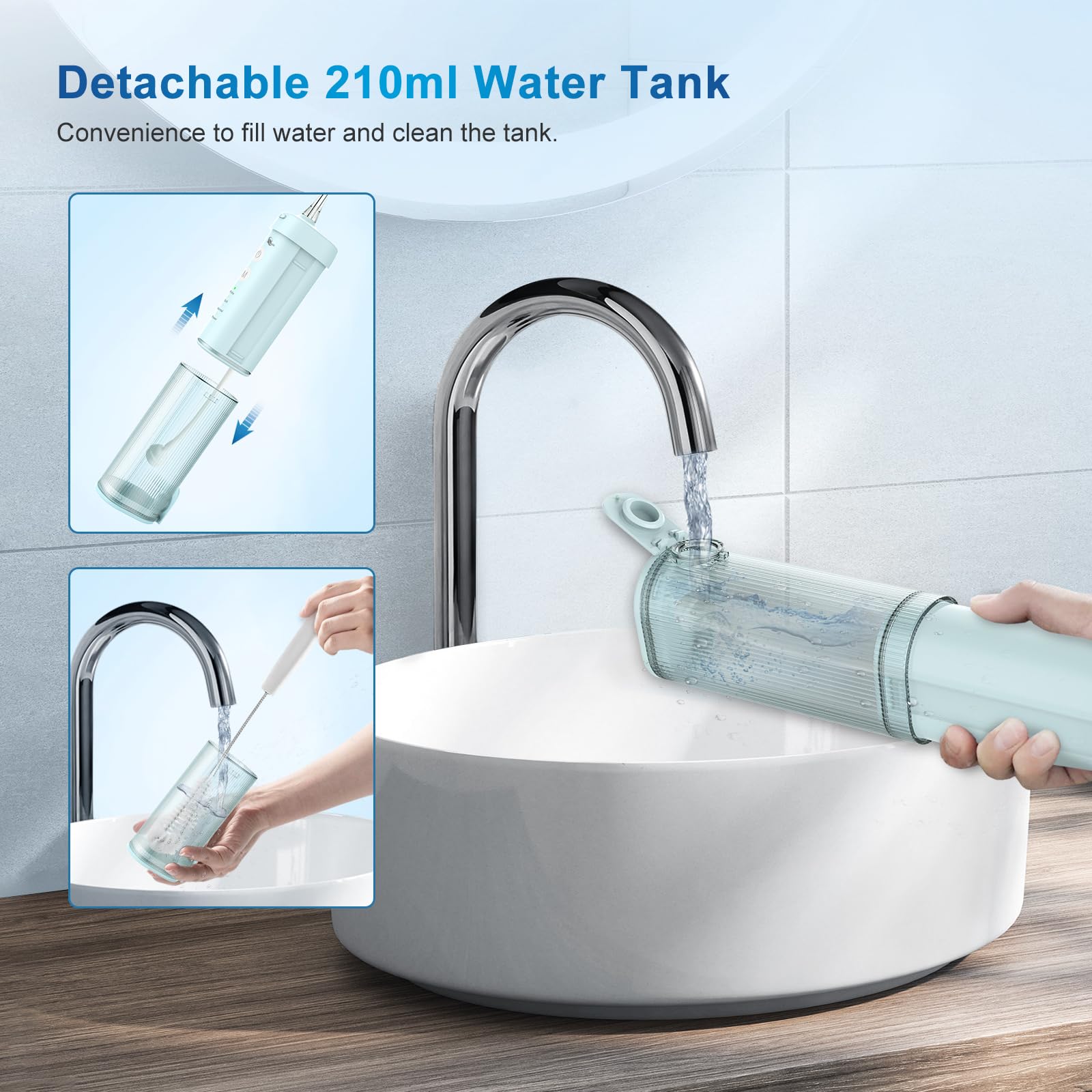 JNGOODS Mini idropulsore portatile per irrigazione orale, per la pulizia dei denti, serbatoio dell'acqua telescopico, 4 modalità e impermeabilità IPX7, per la casa e i viaggi, per la cura dei denti