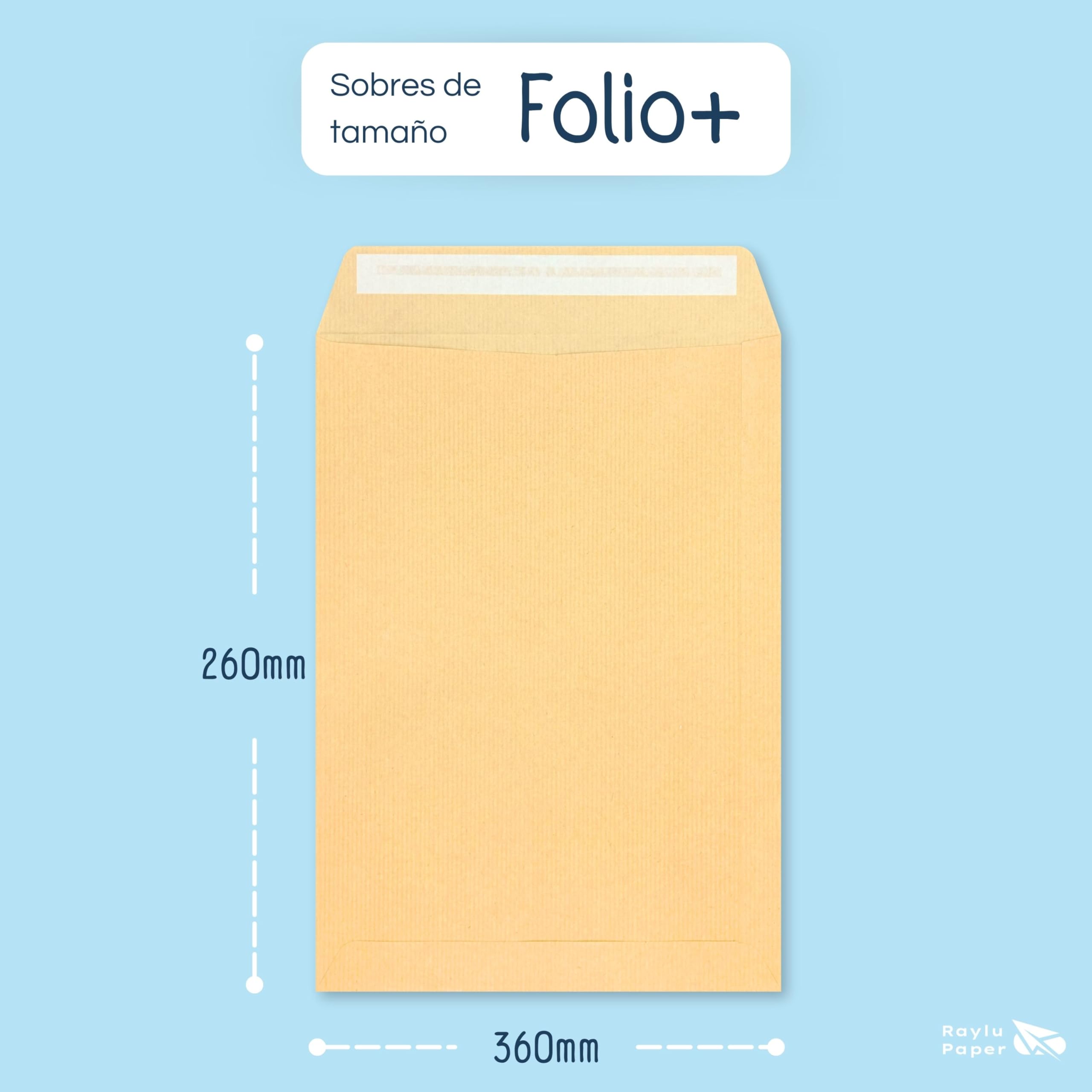 RAYLU PAPER - Lot de 250 grandes enveloppes kraft en papier avec fermeture auto-adhésive pour l'envoi de documents, scellage facile et rapide, 90 g/m² d'épaisseur