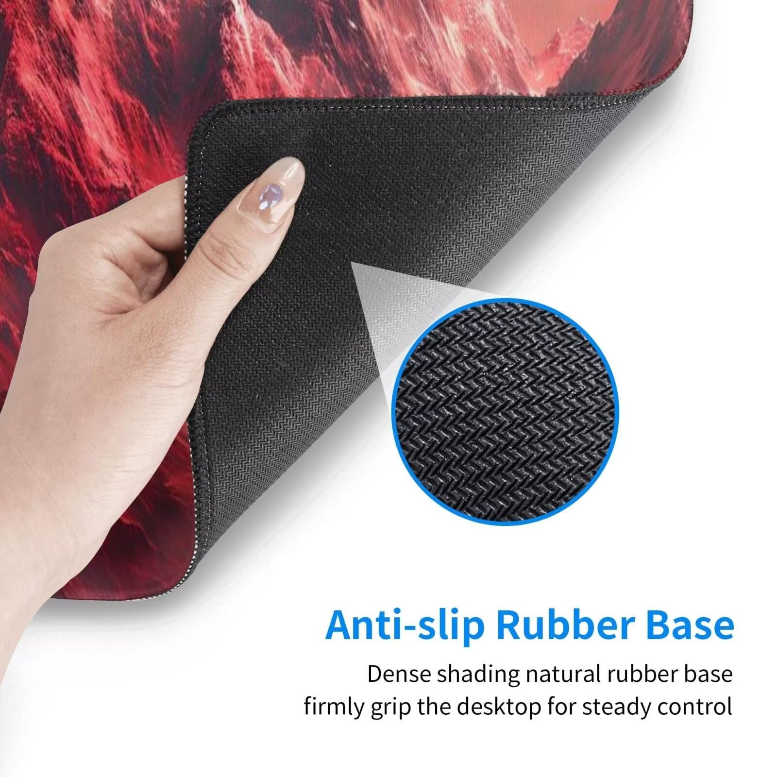 Tappetino Mouse, Tappetino Mouse Gaming Grande XXL 1500x800x3mm Tappetino Scrivania Mouse Pad, Base in Gomma Antiscivolo, Bordi Cuciti,Lavabile, Mousepad per Ufficio e Gaming (Le Montagne Rosse) R-302