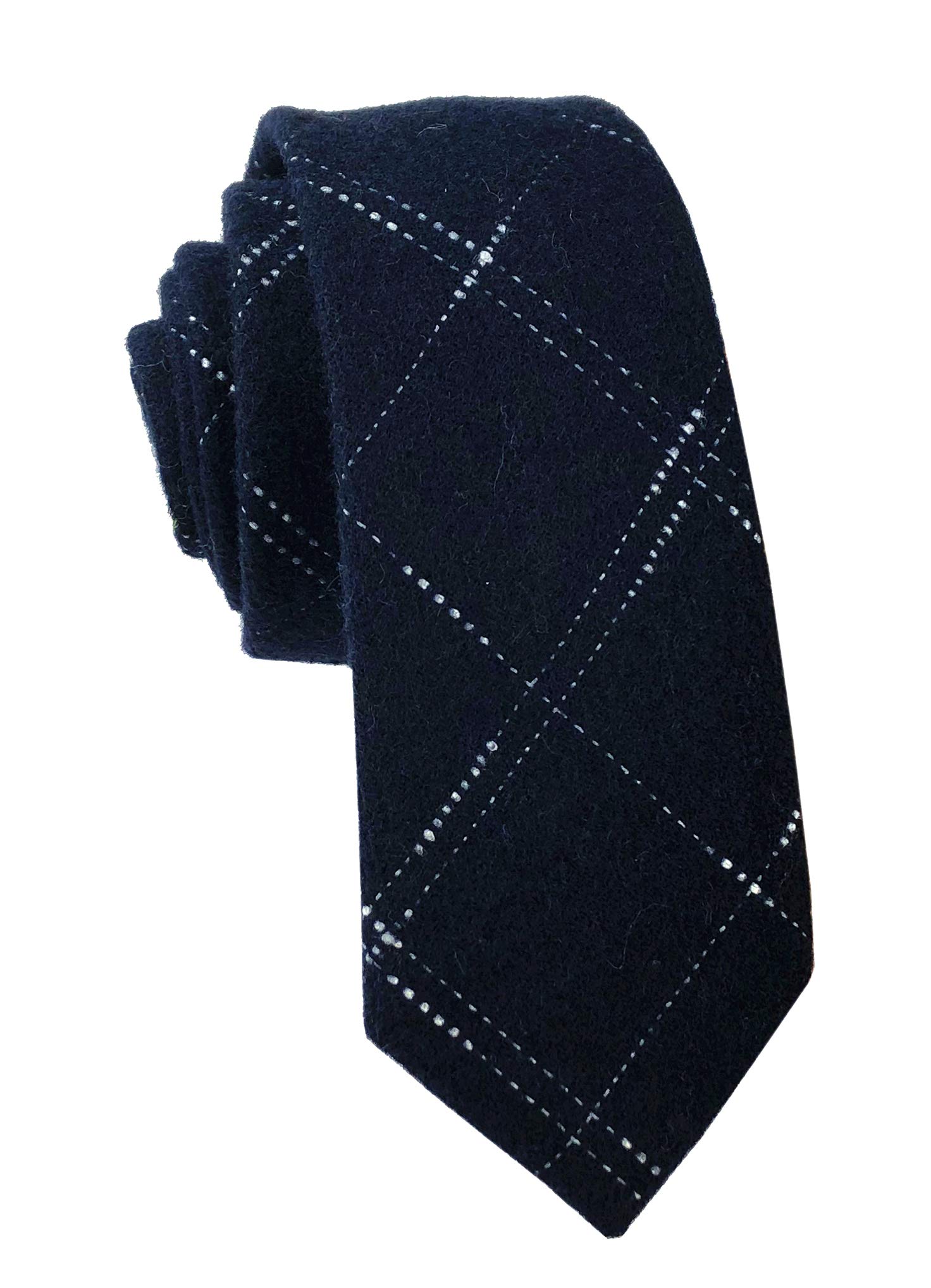 Wool Cashmere Neck Tie for Men Plaid Causal Formal Skinny Tweed Pattern Woolen Necktie Warm Style
