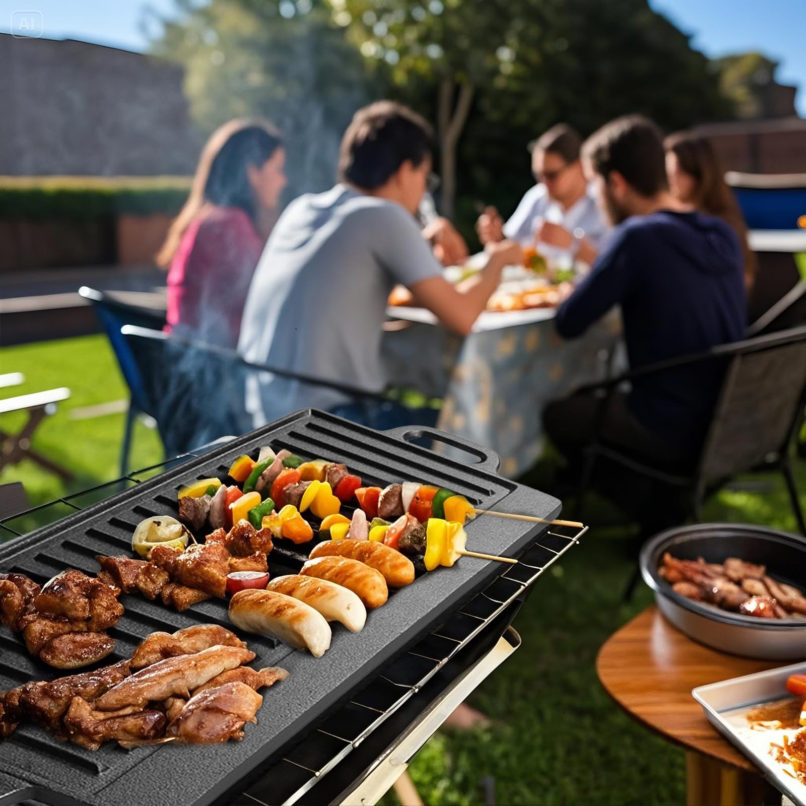 Piastra In Ghisa Per Barbecue Jargrovs 44x23cm – Doppia Faccia Liscia E Rigata, Ideale Per Carne, Pancake E Grigliate All’Aperto