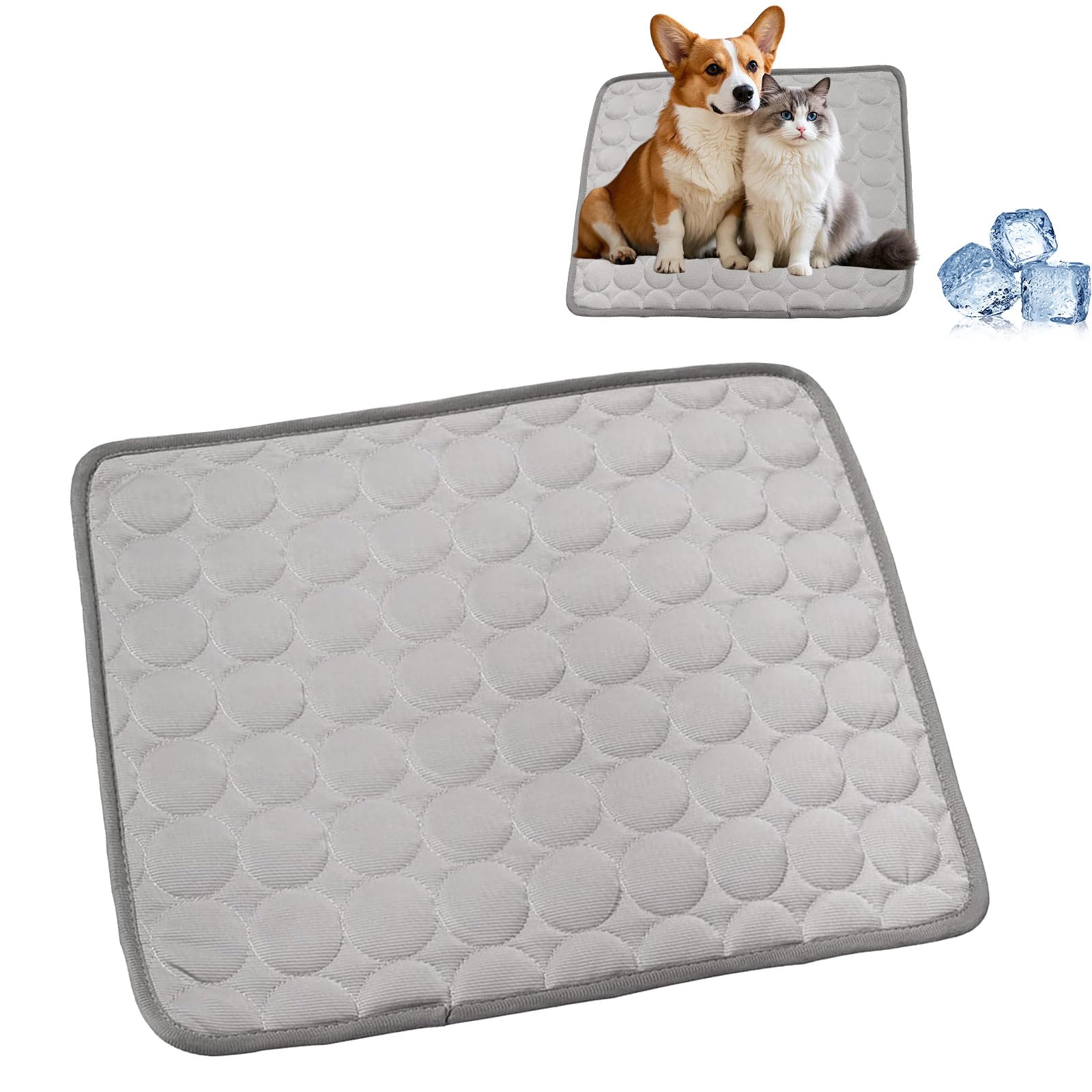 Kouamor Grey-62*50Cm 62/70/100Cm Cooling Blanket For Dogs, Dog Cooling Blankets, Dog Cooling Pad, Coolings Blankets For Cats, Washable Cool Non-Slip Pads For Pets, Let Them Feel Cooling In Summer (Grey-62 * 50Cm)
