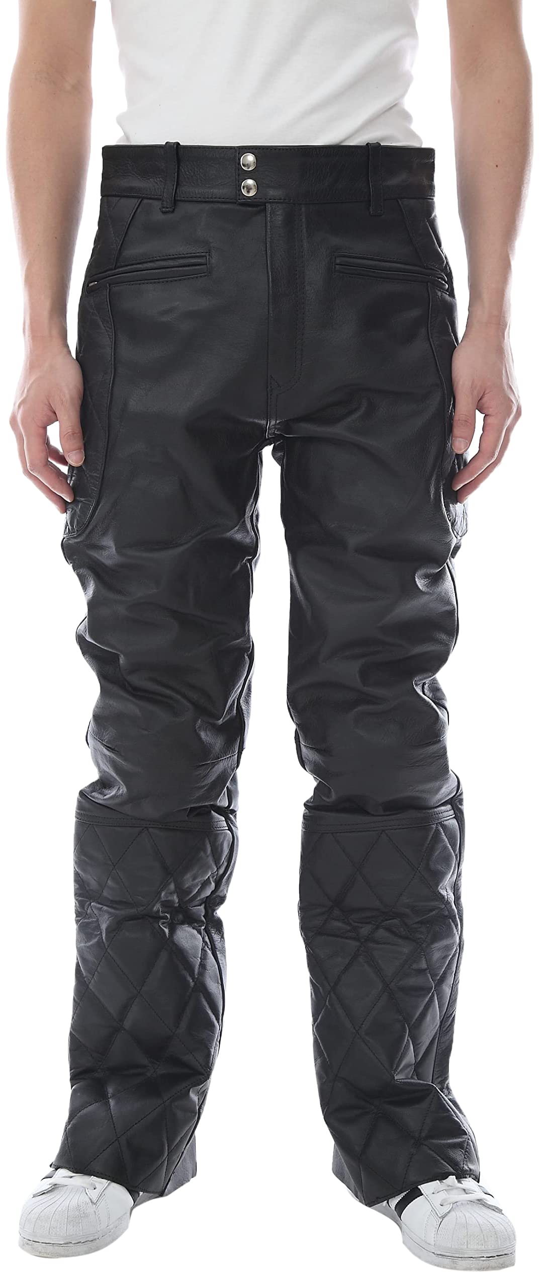 BATES ベイツ ブラックレザー バイクパンツ キルティング膝パッド 本革 Amazon.co.jp: [皮の但馬屋] Mo-LAWS バイク用 レザーパンツ