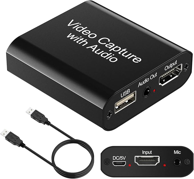 Rybozen Video Capture Card 4K HDMI Video Capture Device With Loop, 3.5mm stereo output Full HD
