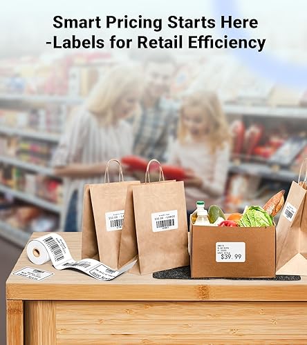 Vista 18 de 3 rollos de etiquetas térmicas para Phomemo M110/M221/M220/M120/M200/M110S, 1.18 x 0.79 pulgadas, cinta autoadhesiva para código de barras, código