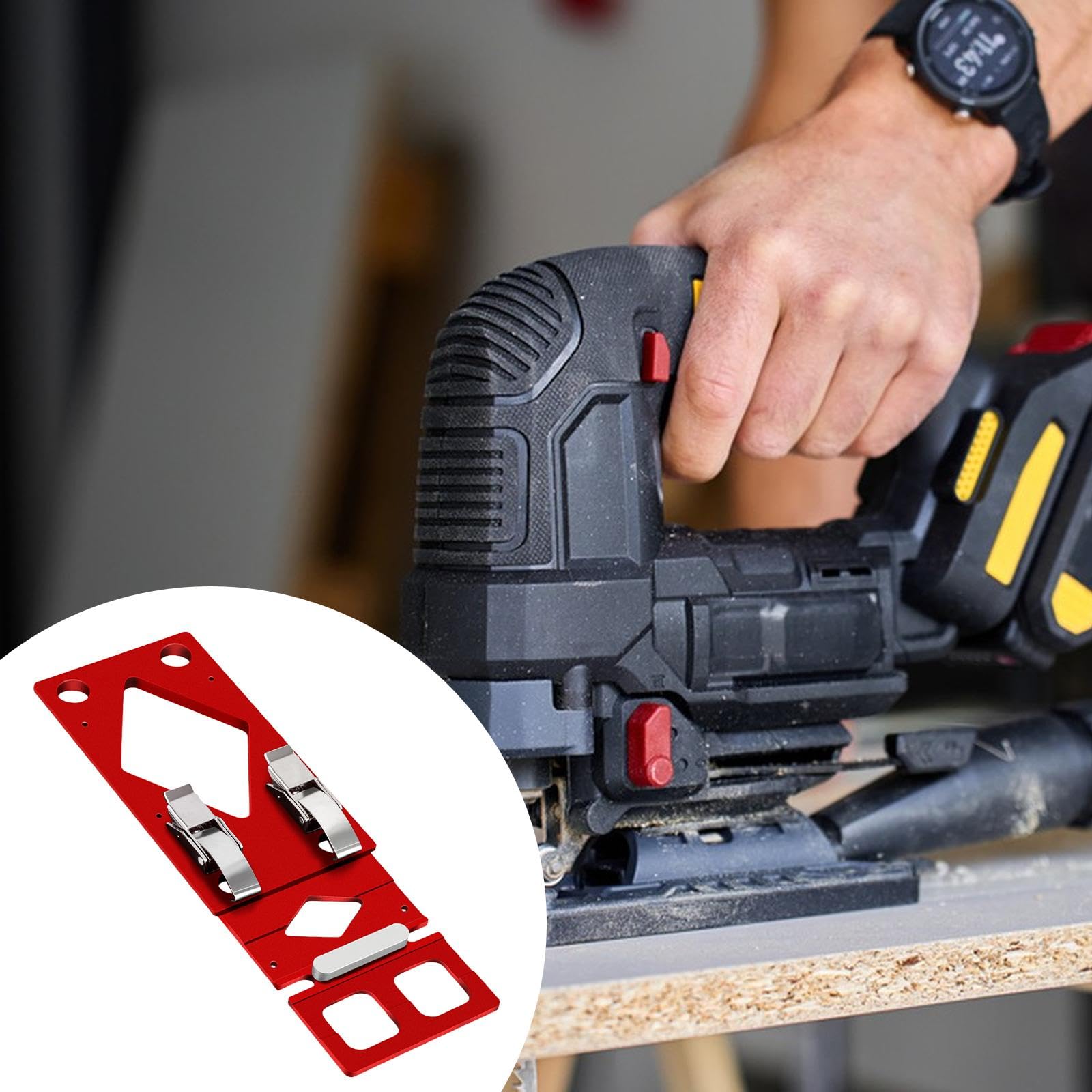 Guida angolare per sega a binario con base antiscivolo per la costruzione e la ristrutturazione di mobili, ad angolo retto di 90°, per la lavorazione del legno e il taglio di precisione, rosso