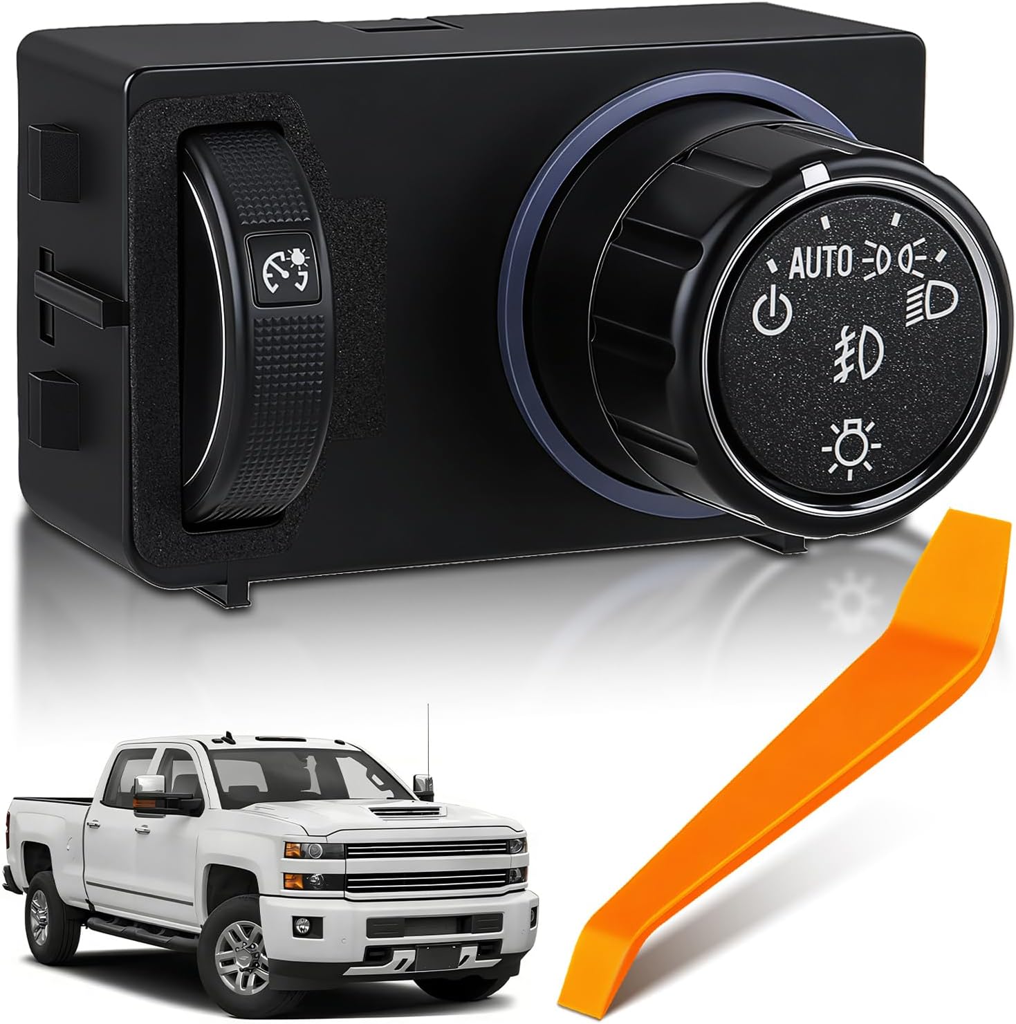 Headlight Switch for Chevrolet Silverado | Tahoe (2014-2019), GMC Sierra 1500/2500/3500 (2017-2019) | Yukon XL (2015-2020), Fog Lamp Instrument Panel Dimmer Switch, Replaces 19406992, 22752191