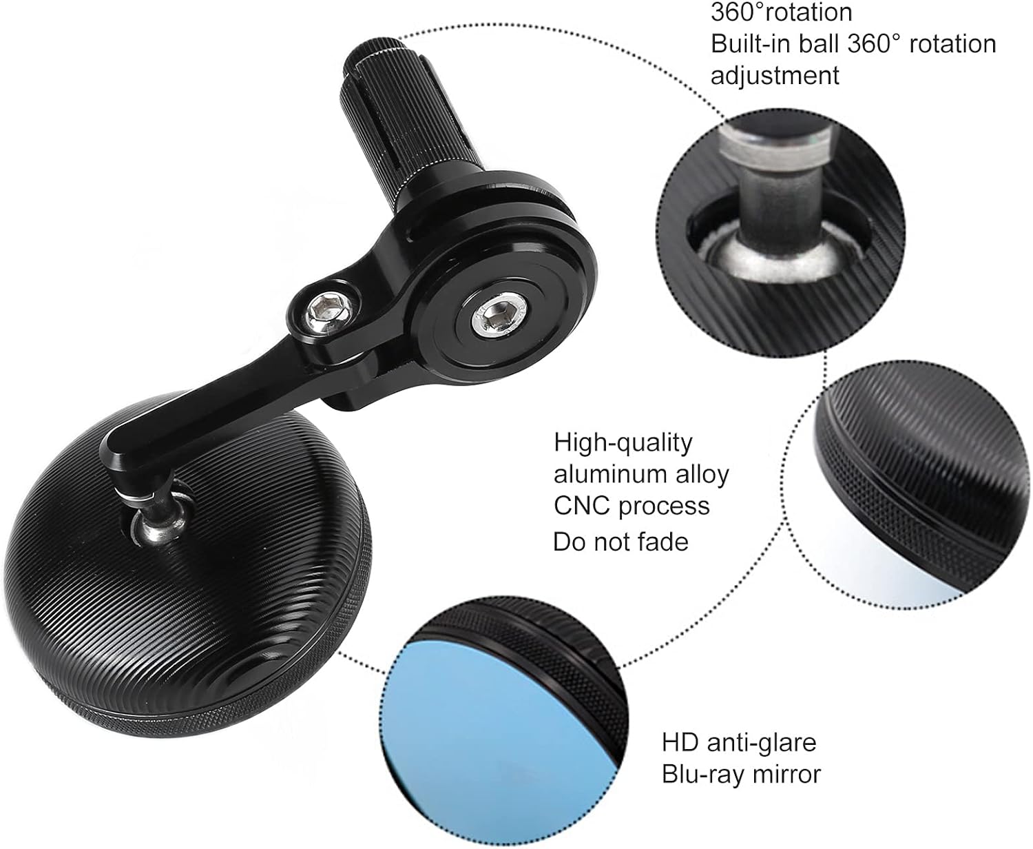 Pair Motorcycle Rearview Mirror Round Retro With 22mm Screw Fit For Street Bikes Chopper Cruiser Featuring Mirror Glass CNC High Density Aluminum Alloy Aging Design