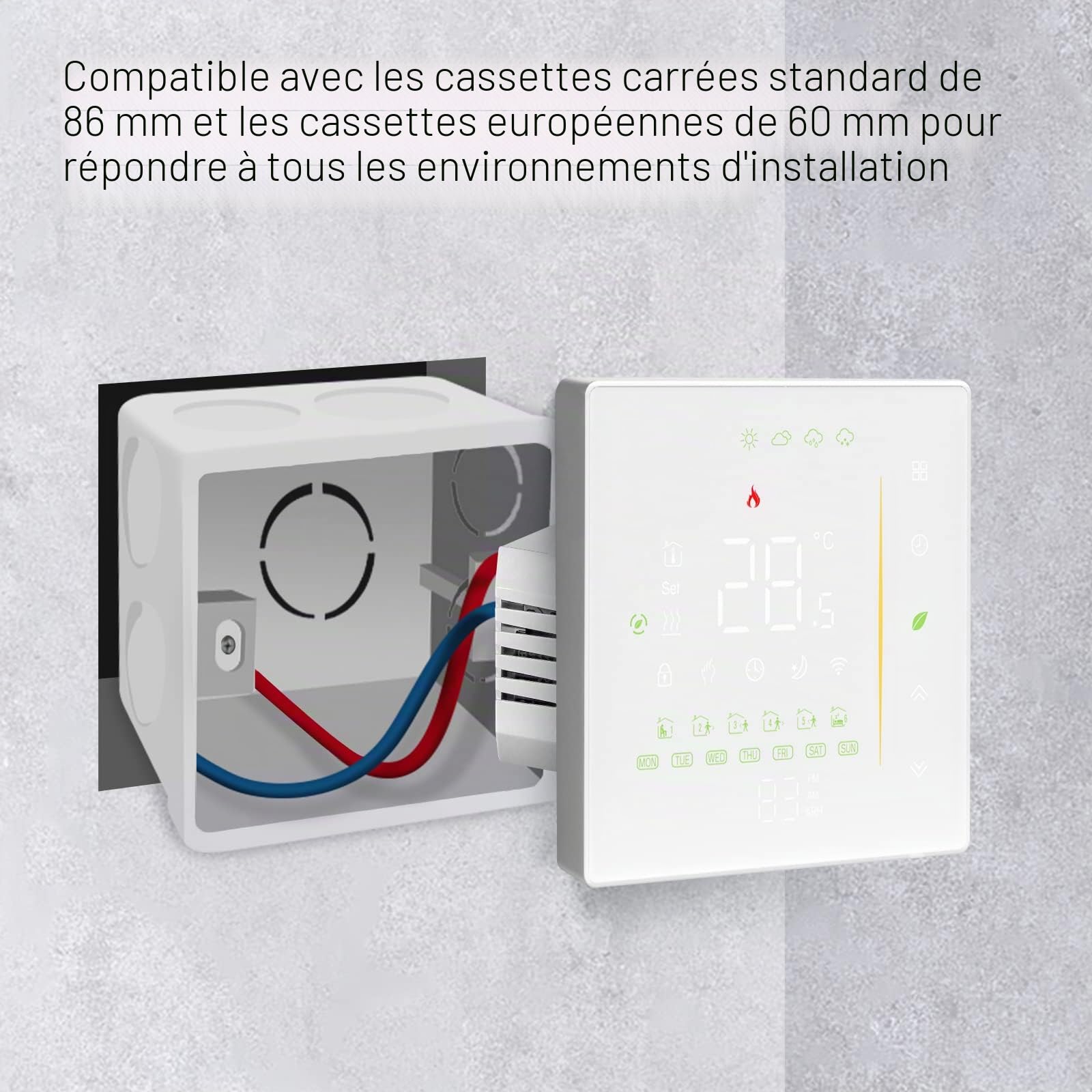 MOES Tuya WiFi Thermostat Intelligent Chaudière | Pour chaudière à gaz 5A, programmable, contrôle sans fil Tuya/Smart Life, fonctionne avec Alexa