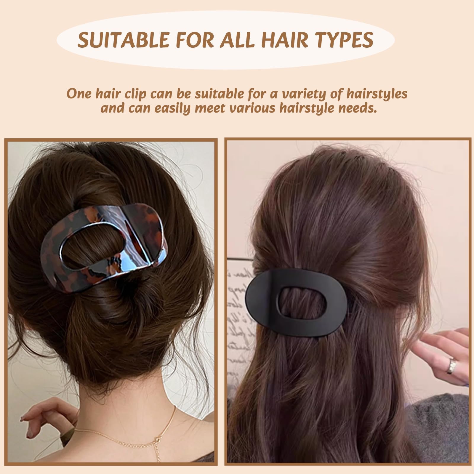 Moerstar 6 Pezzi Fermaglio Capelli Donna, Pinze Ovali per Capelli Eleganti Mollette Capelli Piatte, Fermacapelli Donna per Capelli Spessi e Sottili