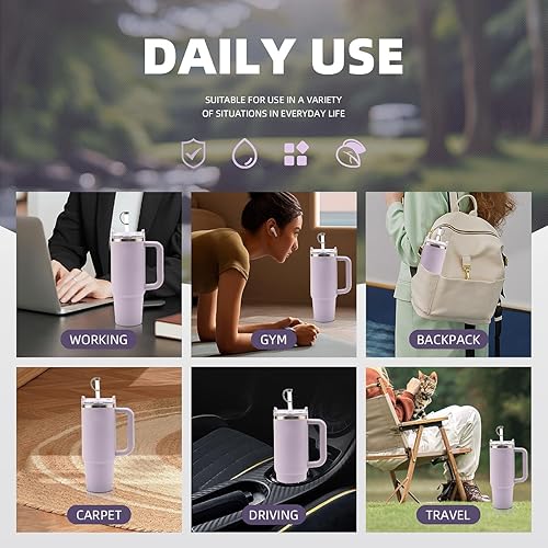 Miniatura 5 de FOOGWEE Juego de 6 tapones de silicona para Stanley de 4030 oz Quencher 1.0 y H2.0 vaso con asa, accesorios para tazas, incluye tapas de cubierta de