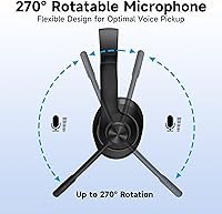 Vista 8 de AOC Auriculares inalámbricos con micrófono para trabajo, auriculares Bluetooth 5.4 con micrófono de cancelación de ruido, USB C, 30H, llamadas