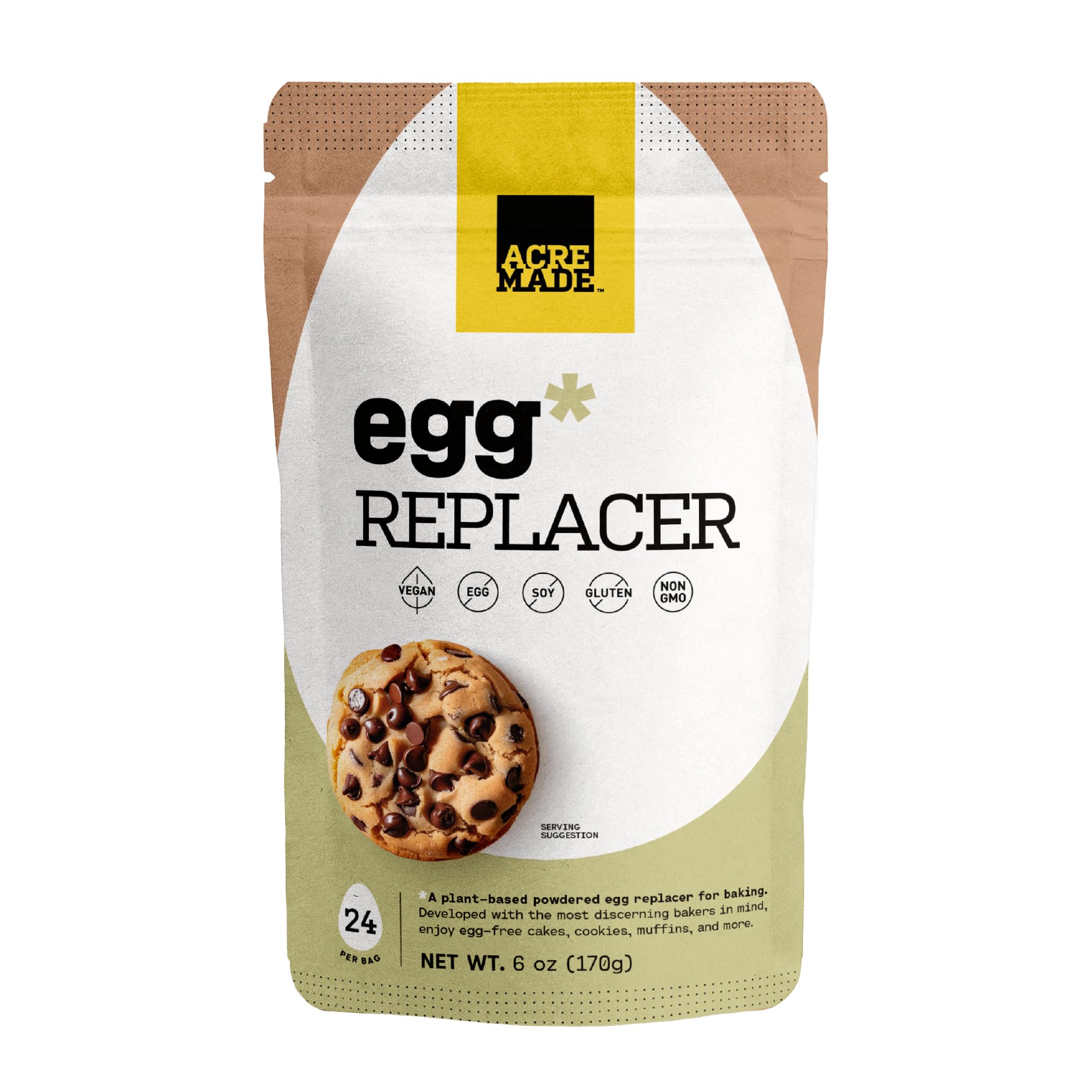 AcreMade Plant-Based Egg Replacer for Baking, Vegan Egg Powder, Whole Egg Replacer, Gluten-Free, Soy-Free, Non-GMO, Shelf Stable, Natural Egg Substitute and Replacement for Baking, Top 9 Allergen-Free