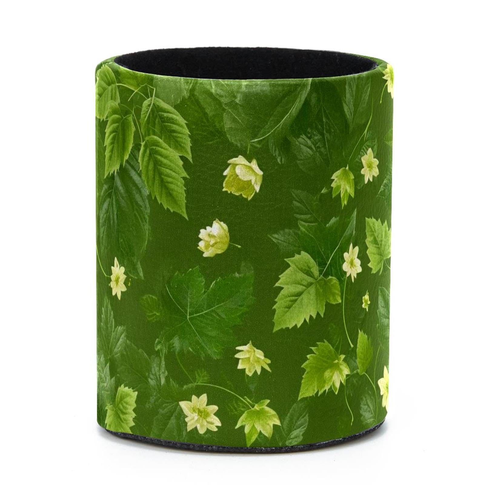 VAPOKF Round Pencil Holders for Desk, Artistic Leaves Pen Holders Pen Pot Makeup Brushes Storage Desktop Stationery Supplies Organiser for Home Office