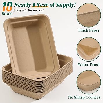 10-Pack Disposable Litter Box for Kitty Cats, Thick & Leak-Proof, Eco-Friendly Travel & Home Litter Pan, No-Scrub for Cats