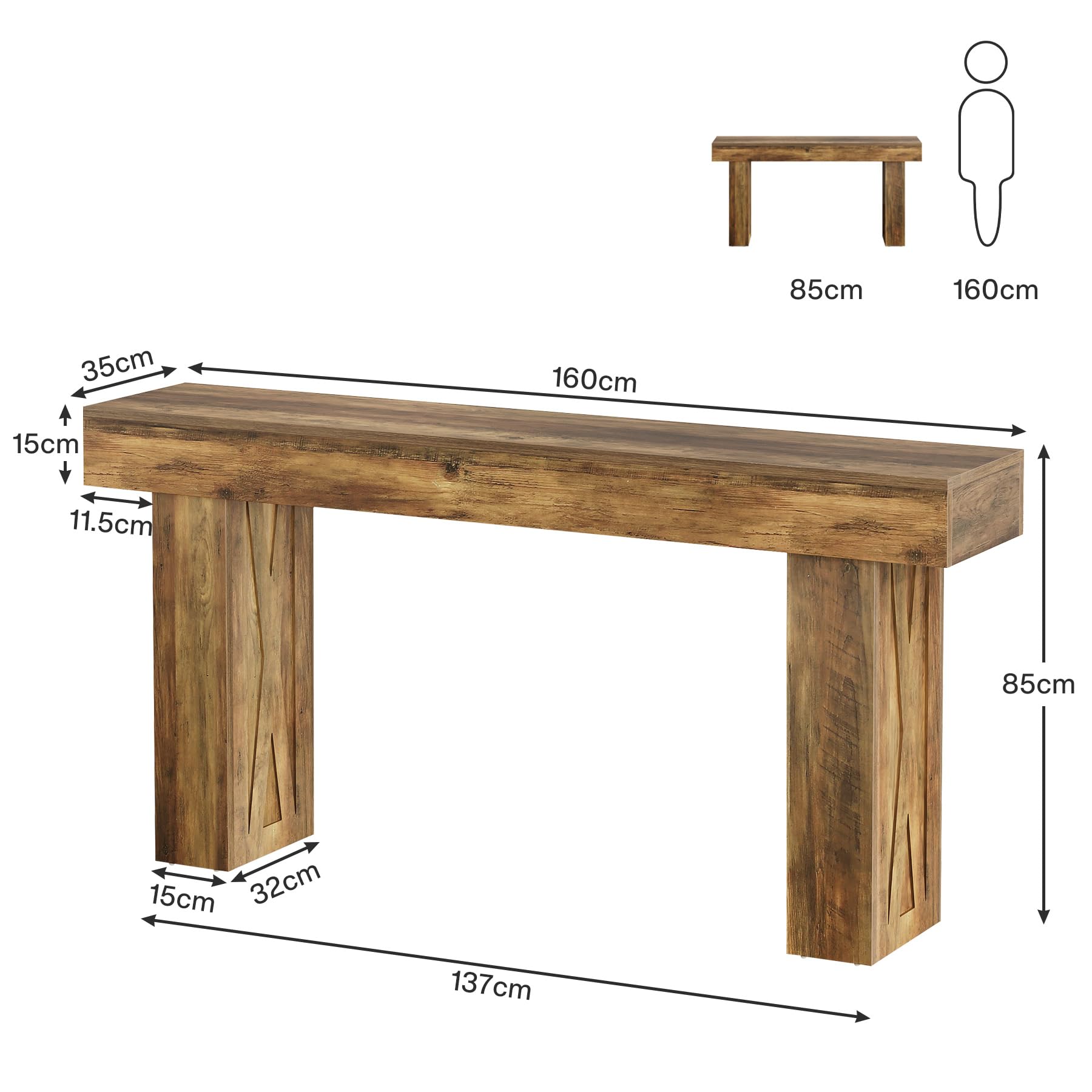 Tribesigns 160cm Schmaler Konsolentisch, Moderner Sofatisch für Flur, Eingangstisch für Wohnzimmer, Schlafzimmer, Home Office