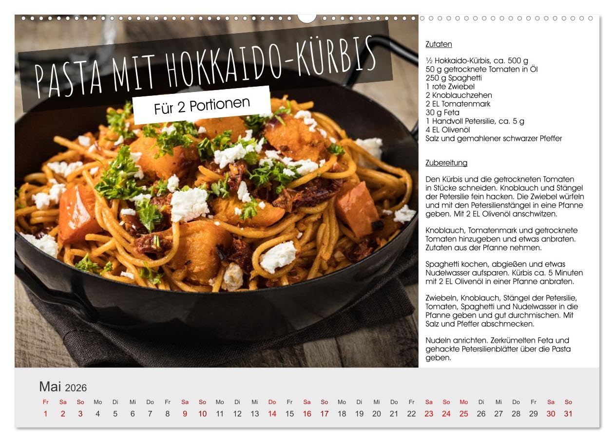 Vegetarisch - leicht und lecker (Wandkalender 2026 DIN A2 quer), CALVENDO Monatskalender: 12 leckere Bilder mit Rezepten wecken die Lust auf mehr (CALVENDO Orte)