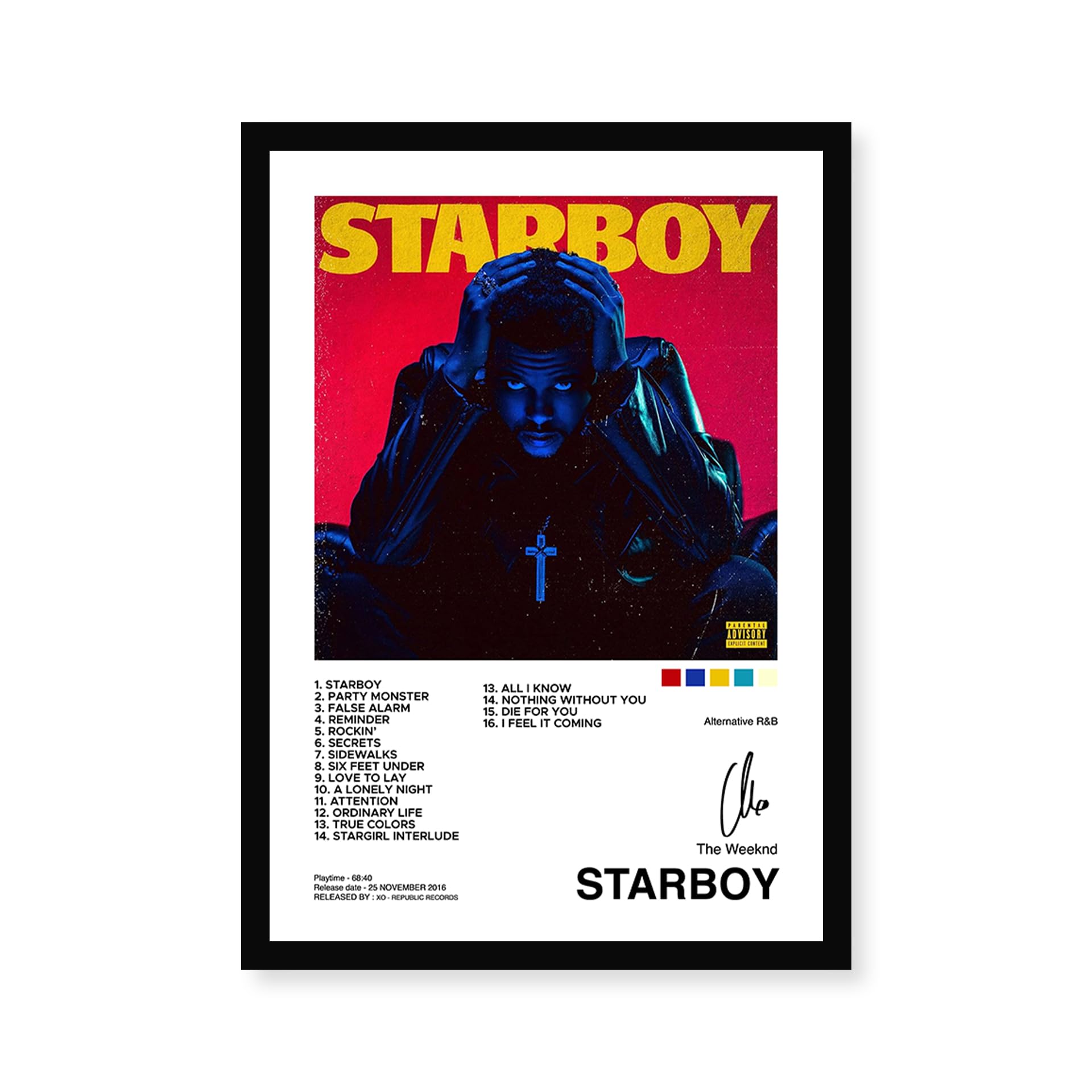 CodersParadise Wood The Weeknd - Starboy Wall Poster Frames | 8X12 Inch (A4 Size) | Hanging Wall Artwork Frames For Home