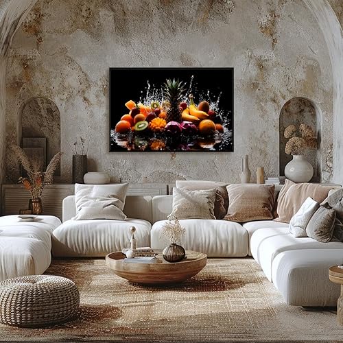 Miniatura 5 de Retro Kitchen room decor Still Life Of Tropical Fruits With Splashing Water aesthetic poster print artwork wall sticker for living rooms bedrooms