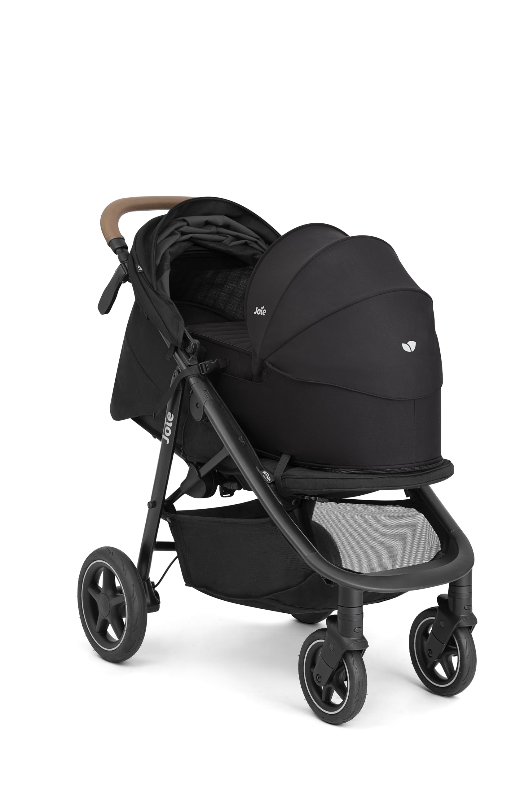 Joie Softtragetasche – Leichte Babytragetasche mit Flacher Liegeposition, Abnehmbarer Sonnenblende & Tragegriff, kombinierbar Kinderwagen, ab Geburt bis 6 Monate (0–9 kg), Shale