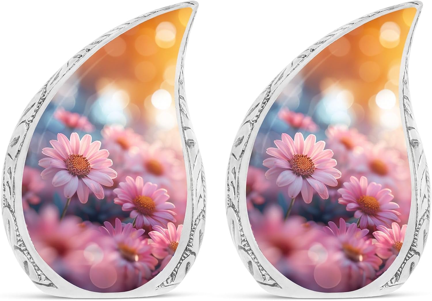 The Blush of Blooms - Small Keepsake Urn for Human Ashes - Cremation Urn for Adults - Metal, 3 Inch, 2Pcs