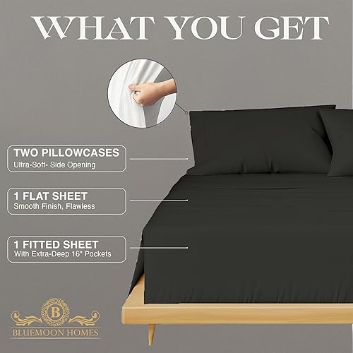Miniatura 103 de Bluemoon Homes Sábanas de algodón egipcio tamaño California King, sábanas de 100% algodón egipcio de 800 hilos, 4 piezas, algodón de fibra extra