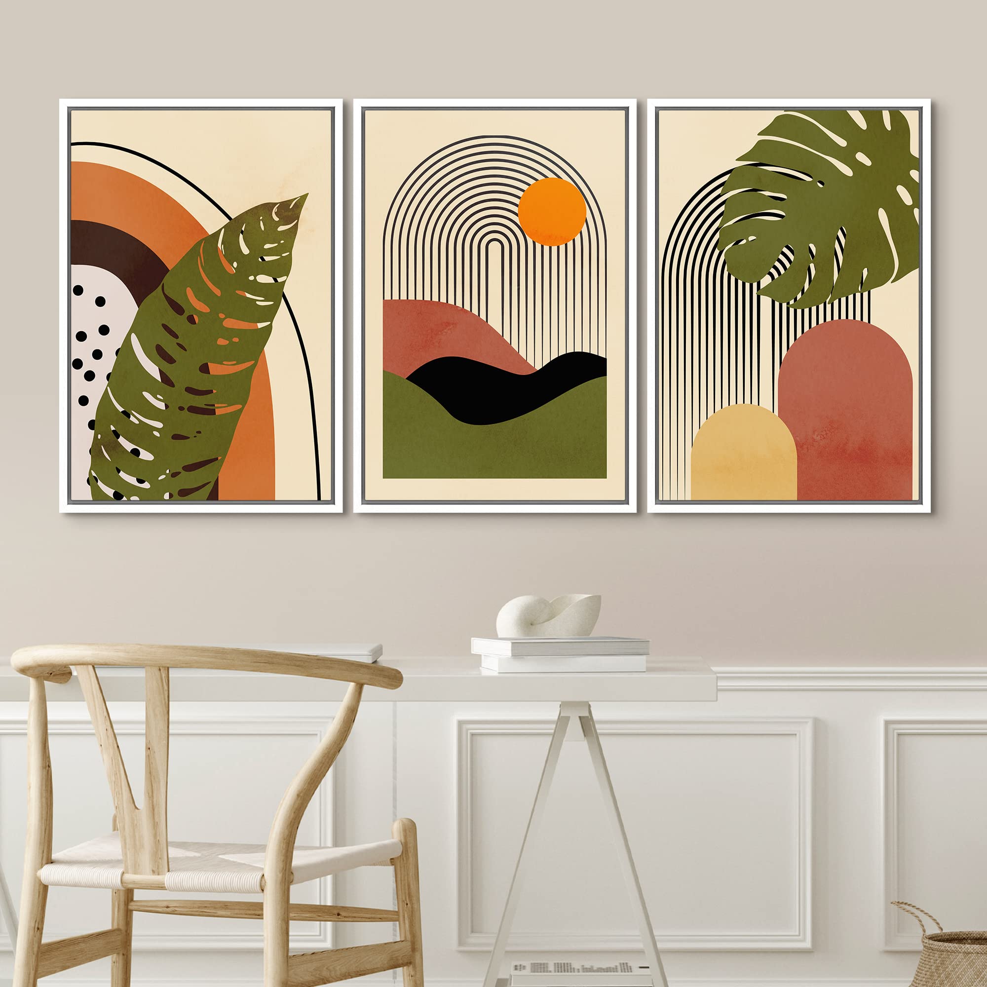 キャンバス　インテリア Amazon.com: IDEA4WALL Framed Canvas Print Wall Art Set Mid-Century