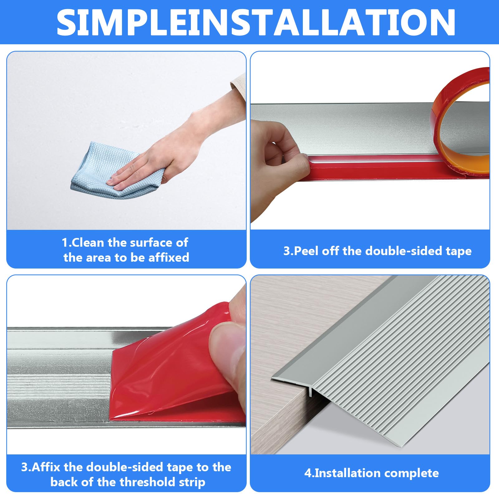 Aluminium-Bodenübergangsleiste,0,9m x 100mm Aluminium Übergangsprofil mit Langes Klebeband,Überbrücken die Höhe Zwischen 8-40mm,Rutschfester Wasserdichter Türschwellenübergang für Rampen(Eisengrau