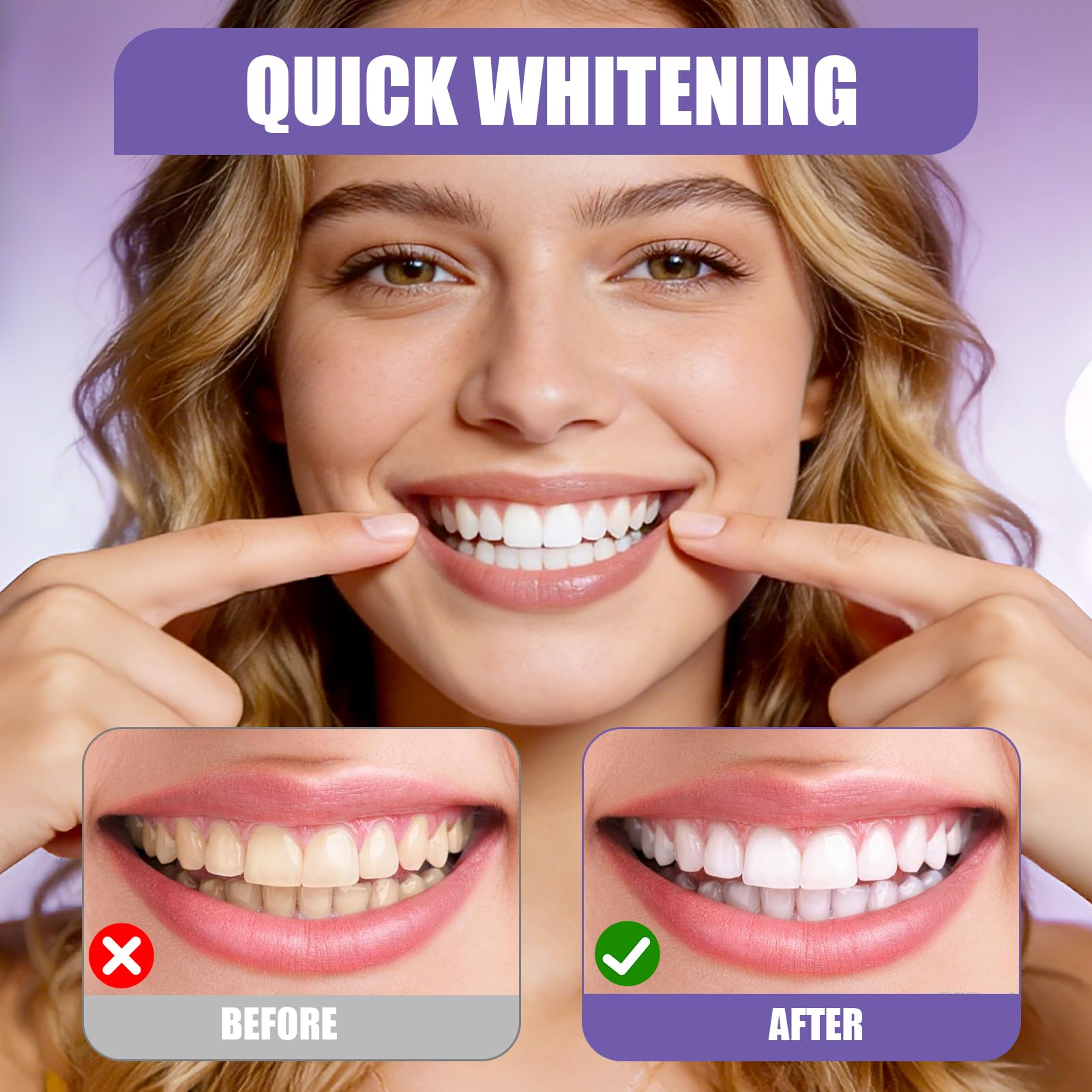 Tiras Blanqueadoras Dientes, 7PCS tiras blanqueadoras moradas, Tiras profesionales de blanqueamiento de dientes, Whitening Strips, Elimina Manchas Profundas, Para una sonrisa más luminosa — view 4