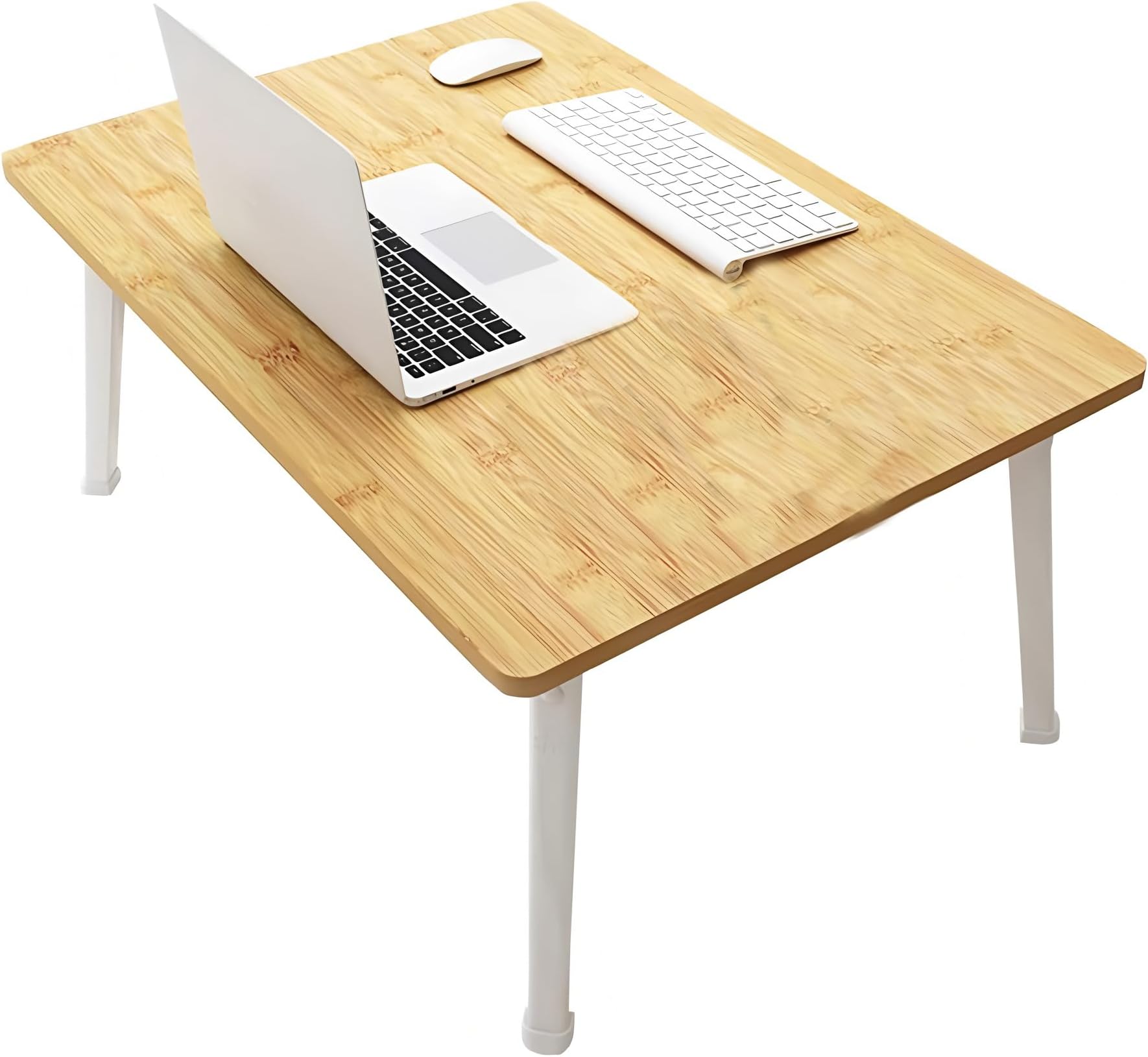 Foldable Laptop Desk for Bed, Bed Laptop Table, Foldable Portable Lap Bed Tray, 23.6 Inch Floor Table for Drawing, Reading and Writing, Bamboo