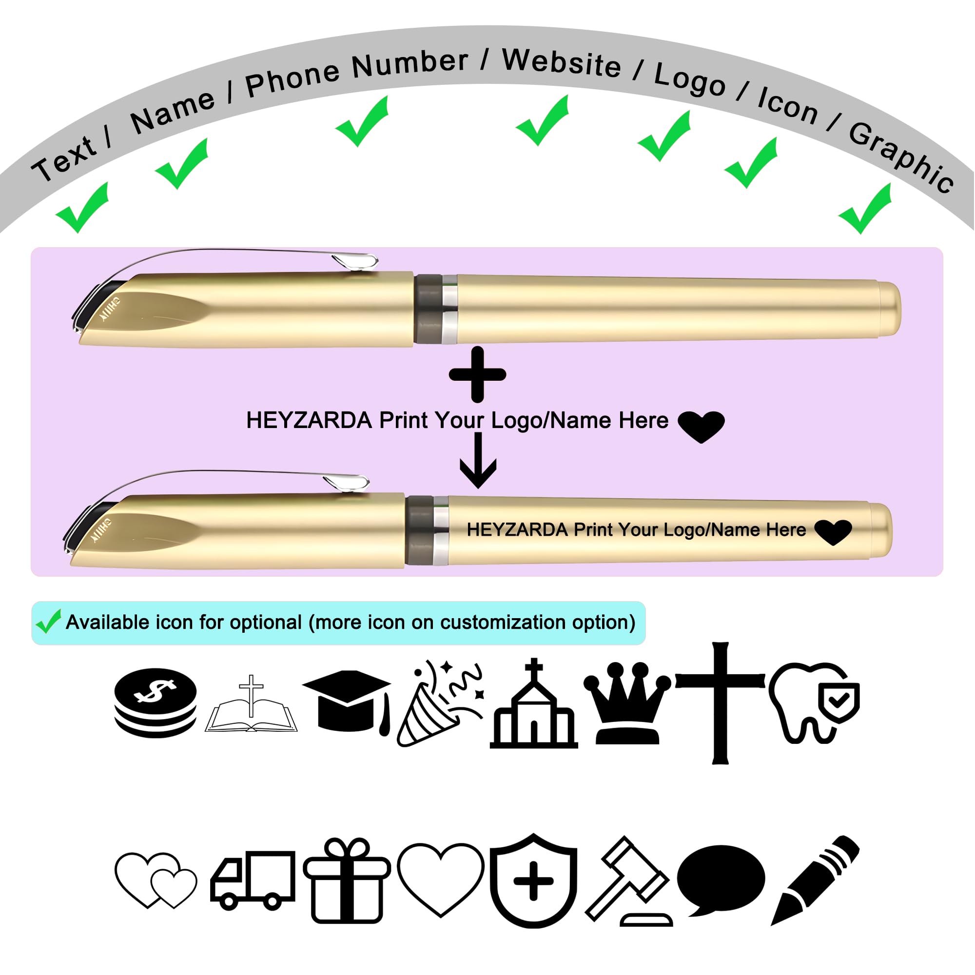 Kugelschreiber mit Gravur Namen Text Logo Kugelschreiber Personalisiert Stift 100 Pcs Gold