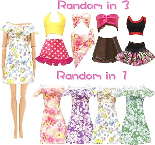 Miniatura 4 de 20 piezas de ropa y accesorios de muñeca hechos a mano 2 vestidos de lentejuelas 4 vestidos de moda 4 tops y pantalones trajes casuales 10 zapatos