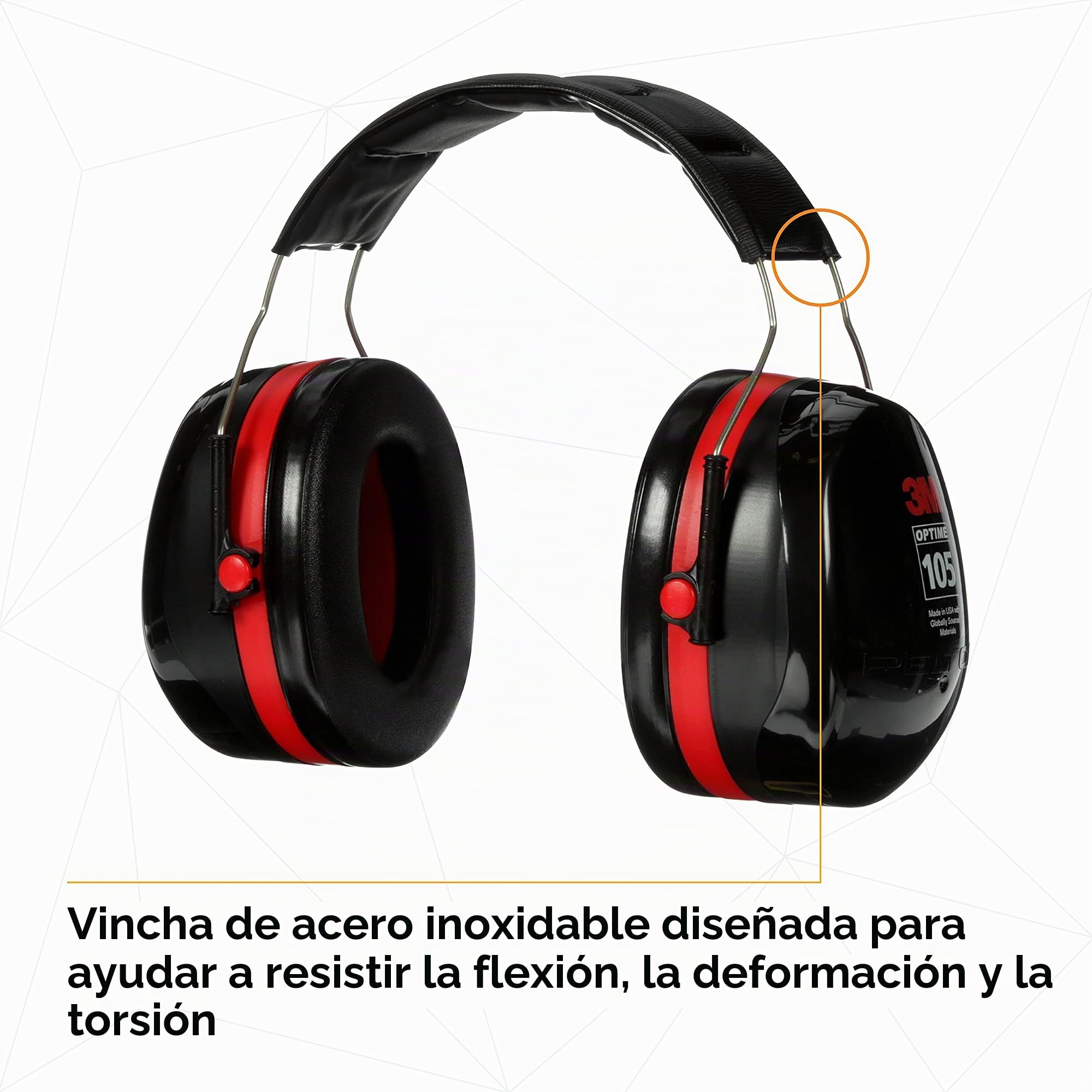 3M Peltor Optime 105 - Orejeras para protección auditiva, Black And Red, Optime 105