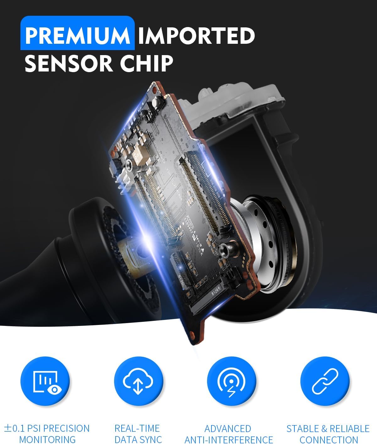 433MHz Pre-Programed TPMS Sensor Fit for:-Chevy 2021-2024 Tahoe Silverado Suburban Traverse, for:-GMC Sierra 1500 Yukon XL, for:-Cadillac Escalade CT5, OE# 13533166 (4 Pack)