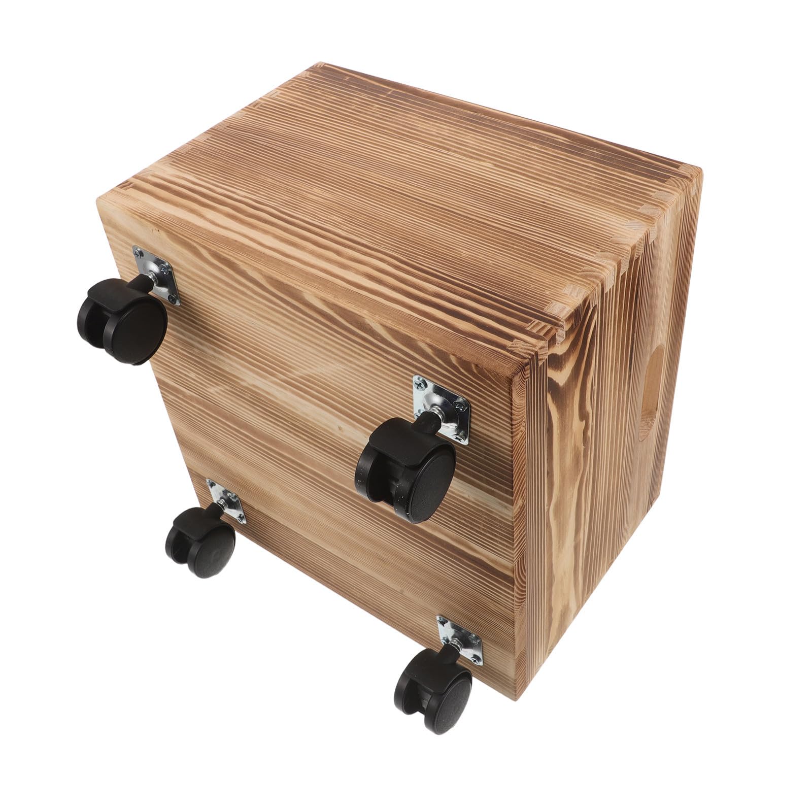 EXCEART Scatola in Legno Quadrata Design Rustico con Ruote per Organizzazione Riviste e Libri Portatile Gestione Spazio Efficiente per Cucina e Casa