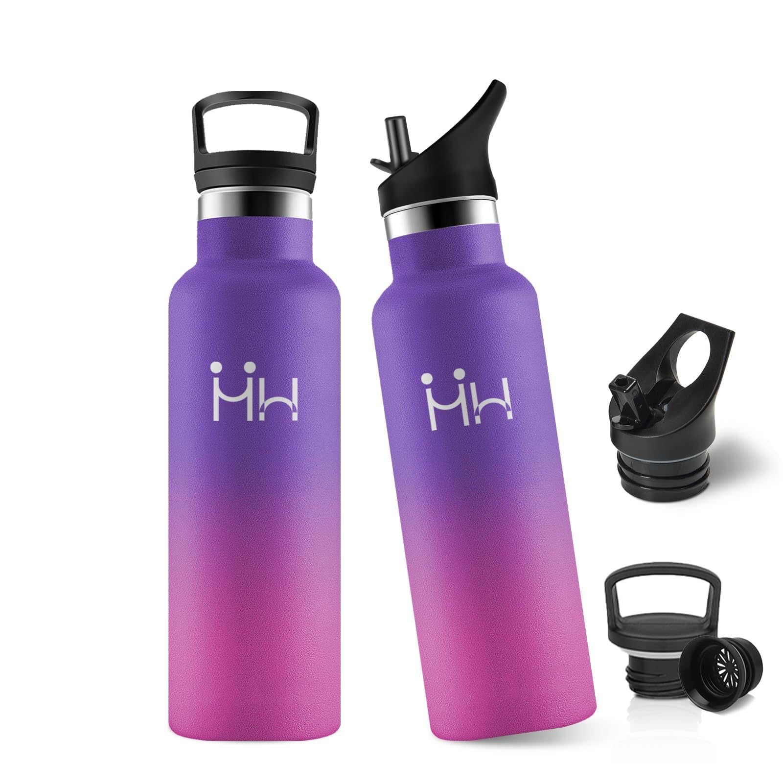 JAPORIA Thermos Flask, 500 ml, Drinking Bottle with Straw, Suitable for Carbonated Drinks, Vacuum Stainless Steel Drinking Bottle, BPA-Free, Water Bottle for School, Camping, Hiking
