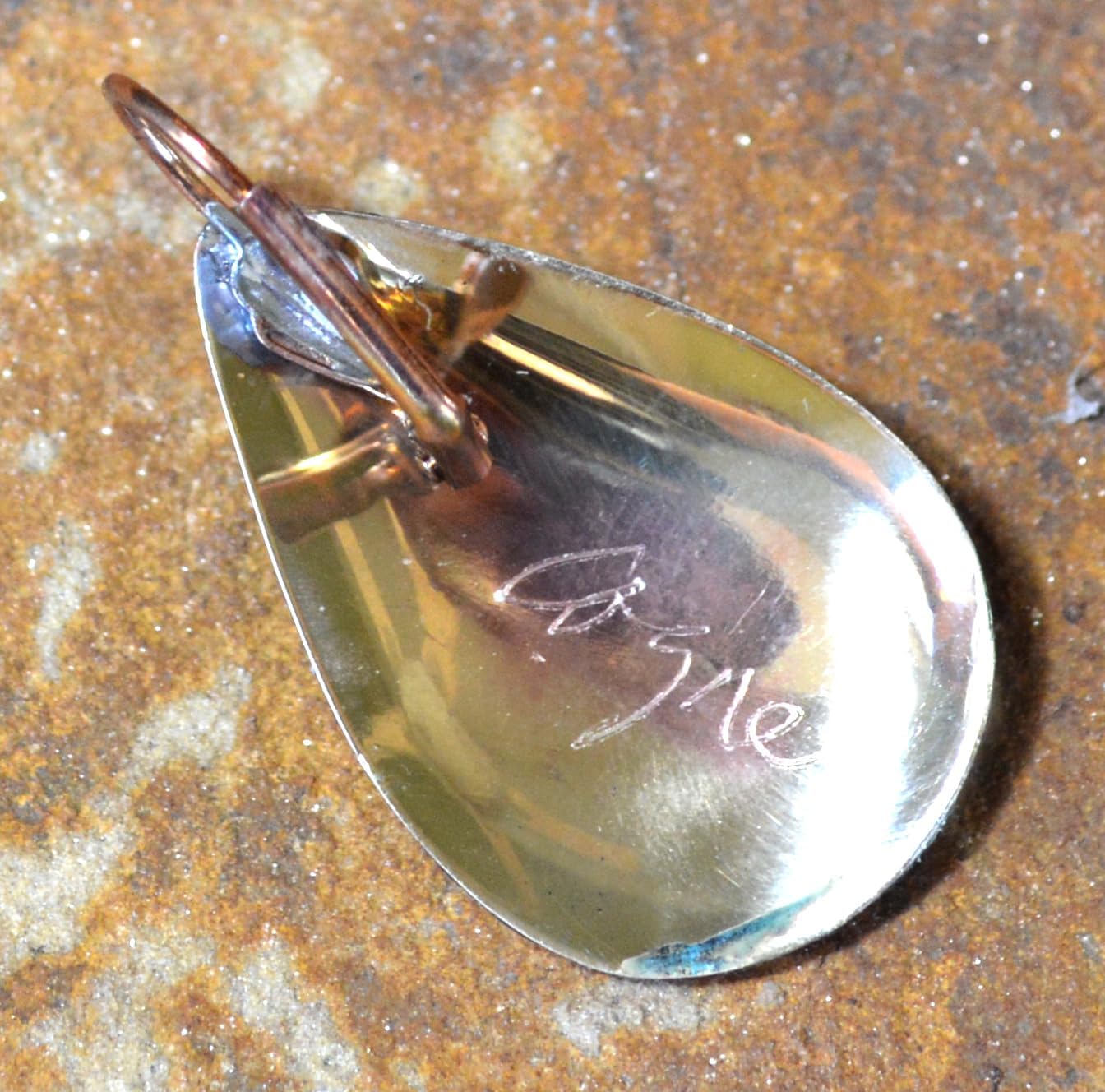 Elaine Coyne Patina Brass Dragonfly Teardrop Earrings - Tanzanite Authentic Crystals