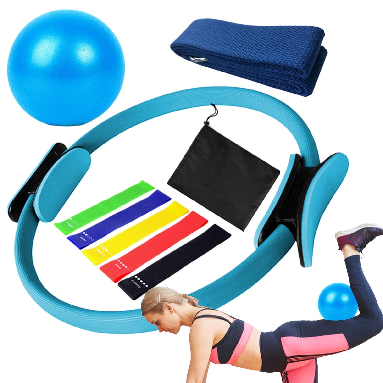 Pilates Ring Fitness Palla Circolare | 9 Set attrezzature per yoga Multifunzionali | Kit anelli e palline, fasce resistenza per l'anca | Istruttore pavimento pelvico con palla elastica muscoli