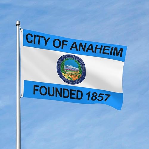 Miniatura 2 de Bandera de doble cara de Anaheim, California (1967-2018, 2019-presente) Bandera de 3 x 5 pies, banderas para exteriores, banderas decorativas