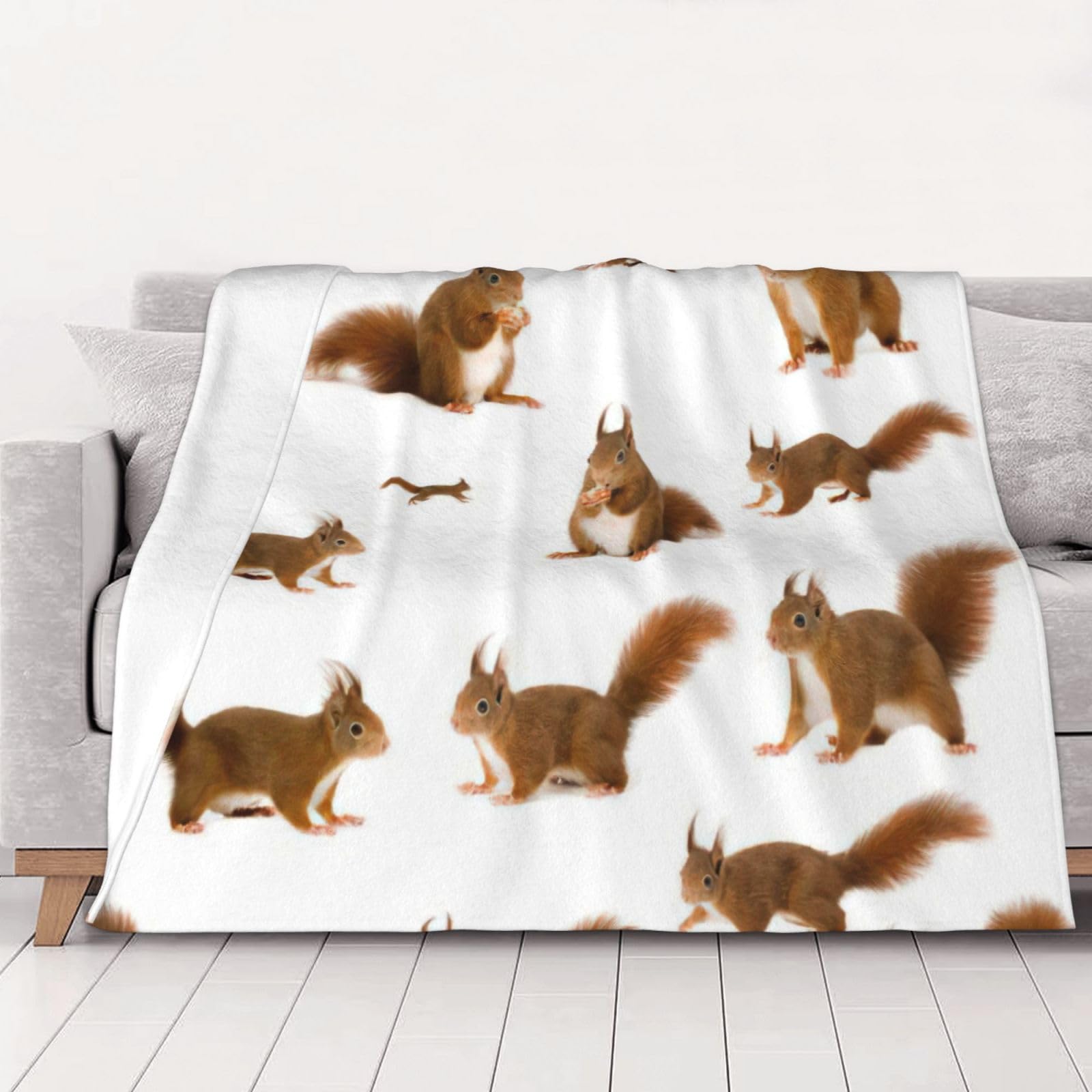 Couverture flanelle écureuil légère contre le froid du canapé et lit