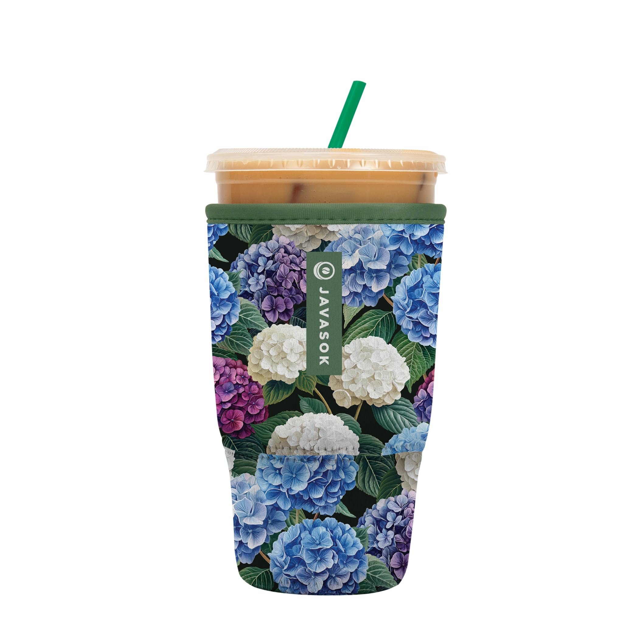 Sok It JavaSok Iced Coffee &amp; Cold Soda Insulated Neoprene Cup Sleeve (Hydrangea Garden, Large: 30-32oz)