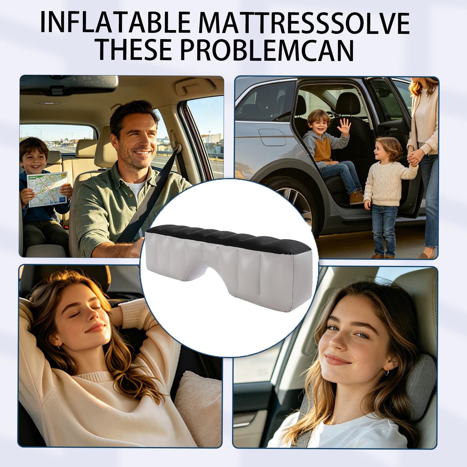 Auto Matratze Luftmatratze Aufblasbar, Rücksitz Lücke Pad Luftbett Kissen, Auto Camping Zubehör, Auto-Aufblasbare Bett mit Luftpumpe für Reisen Camping
