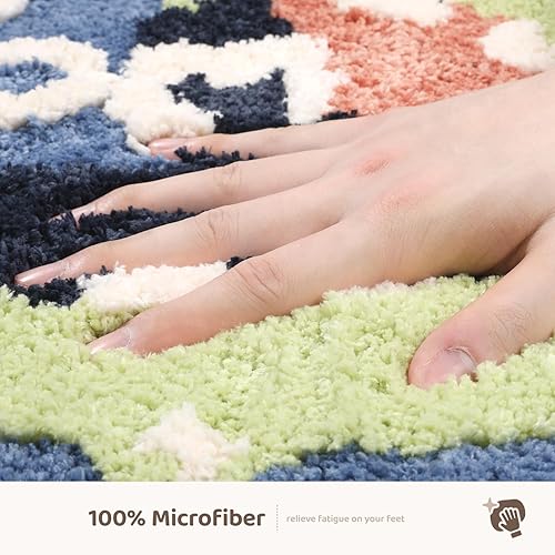 Miniatura 5 de Molesun Alfombra de baño de dinosaurio de 16 x 24 pulgadas, antideslizante, alfombra de ducha suave, microfibra de felpa, absorbente de agua,