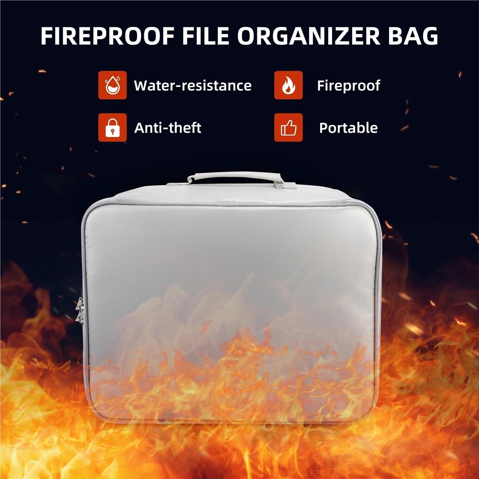 Borsa portadocumenti ignifuga, organizer di sicurezza, con cerniera, impermeabile, porta soldi, porta carte multistrato, borsa da viaggio per Documenti Passaporto