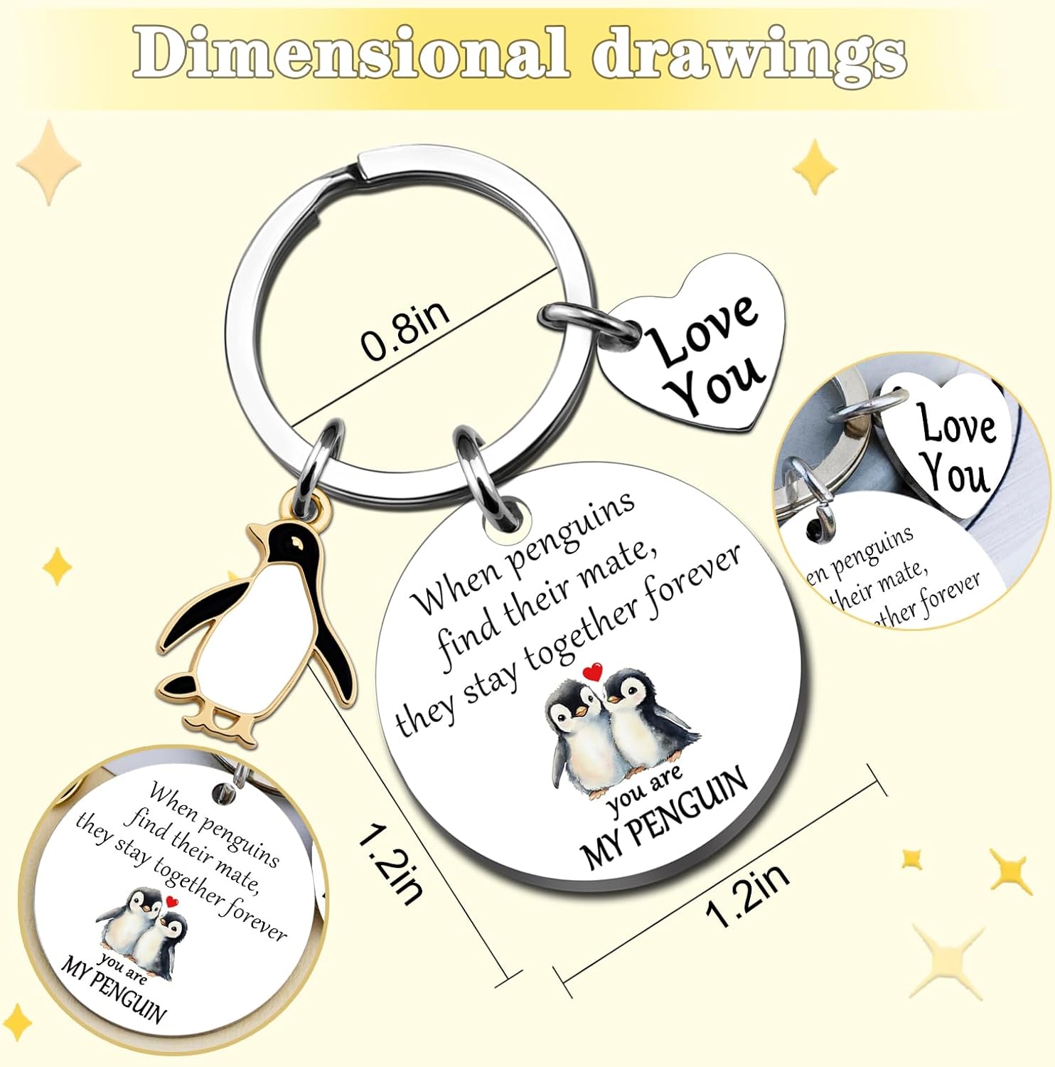 Valentines Gift for Girlfriend Boyfriend Penguin Keychain Cute Couple Keychain Penguin Gifts for Women Men Love You Birthday Gift for Husband Wife Anniversary Present - Image 6