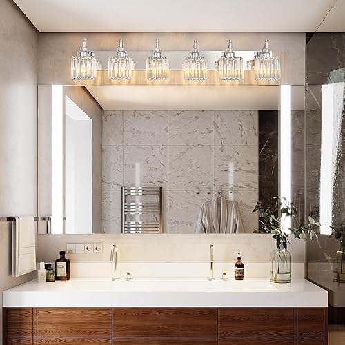 Miniatura 80 de Moderna lámpara de tocador de baño con 3 luces de cristal cromado sobre espejo para aplique de pared de baño Cromado,Oro,Negro Oro,Negro
