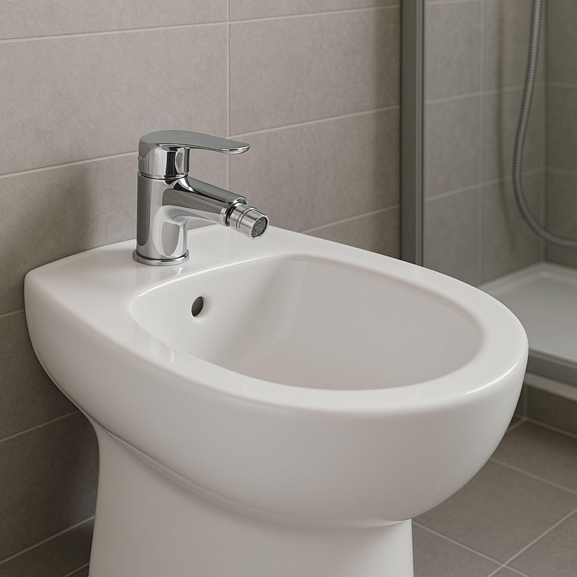 Miscelatore per Bidet Bagno monoforo con Piletta di Scarico 1”1/4 Stile Classico | Miscelatore Acqua Calda Fredda | Ottone Cromato | Attacco 3/8 | Kit Completo | Installazione Facile