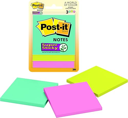 Miniatura 2 de Post-it - Notas súper adhesivas de 3 pulgadas x 3 pulgadas, 3 unidades