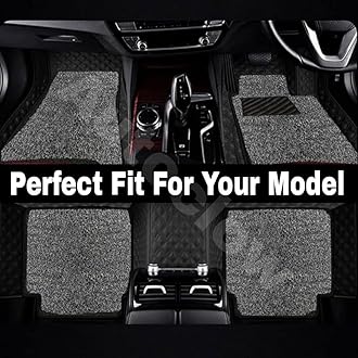 Autoclow/Premium 7D Car Mat for Mahindra Marazzo 7-Seater (Model : 2018-2025) || Luxury Leather Dual-Stitch 7D Car Mat Full Set || 100% Waterproof || Color : Black Stitch-Silver Grass (Design-1)